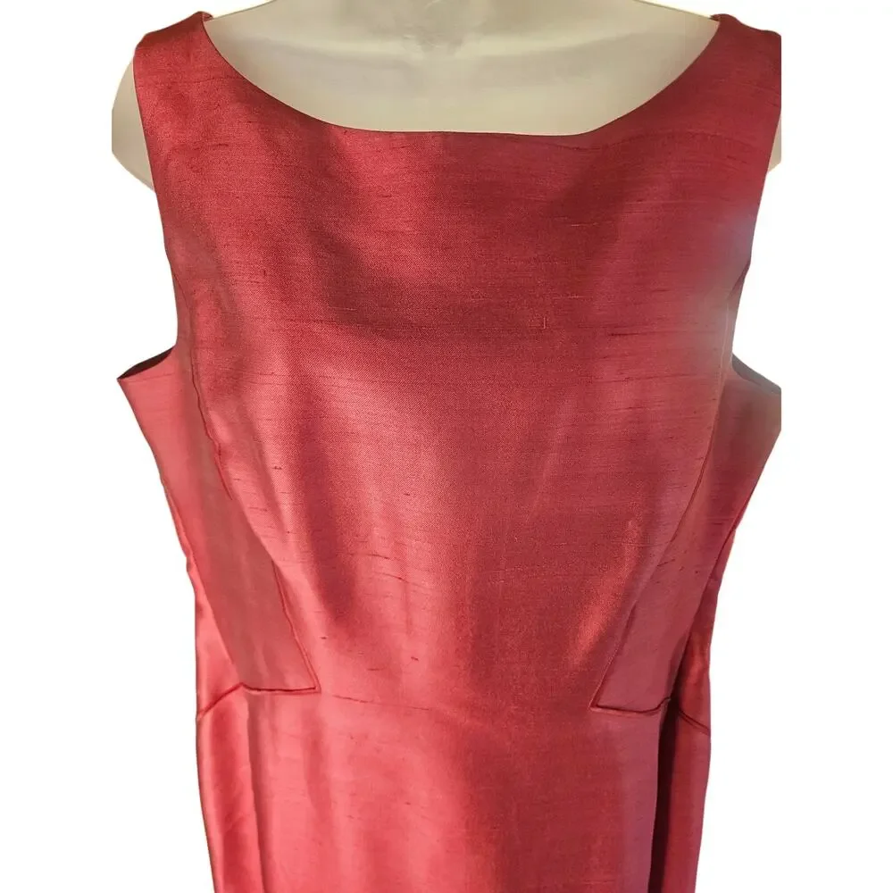 Lafayette 148 Pink Rosette Shift Dress Sz 14 Zip Up 55% Silk Sleeveless NWT - Picture 3 of 9